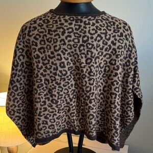 Ann Taylor Leopard Print Poncho Sweater